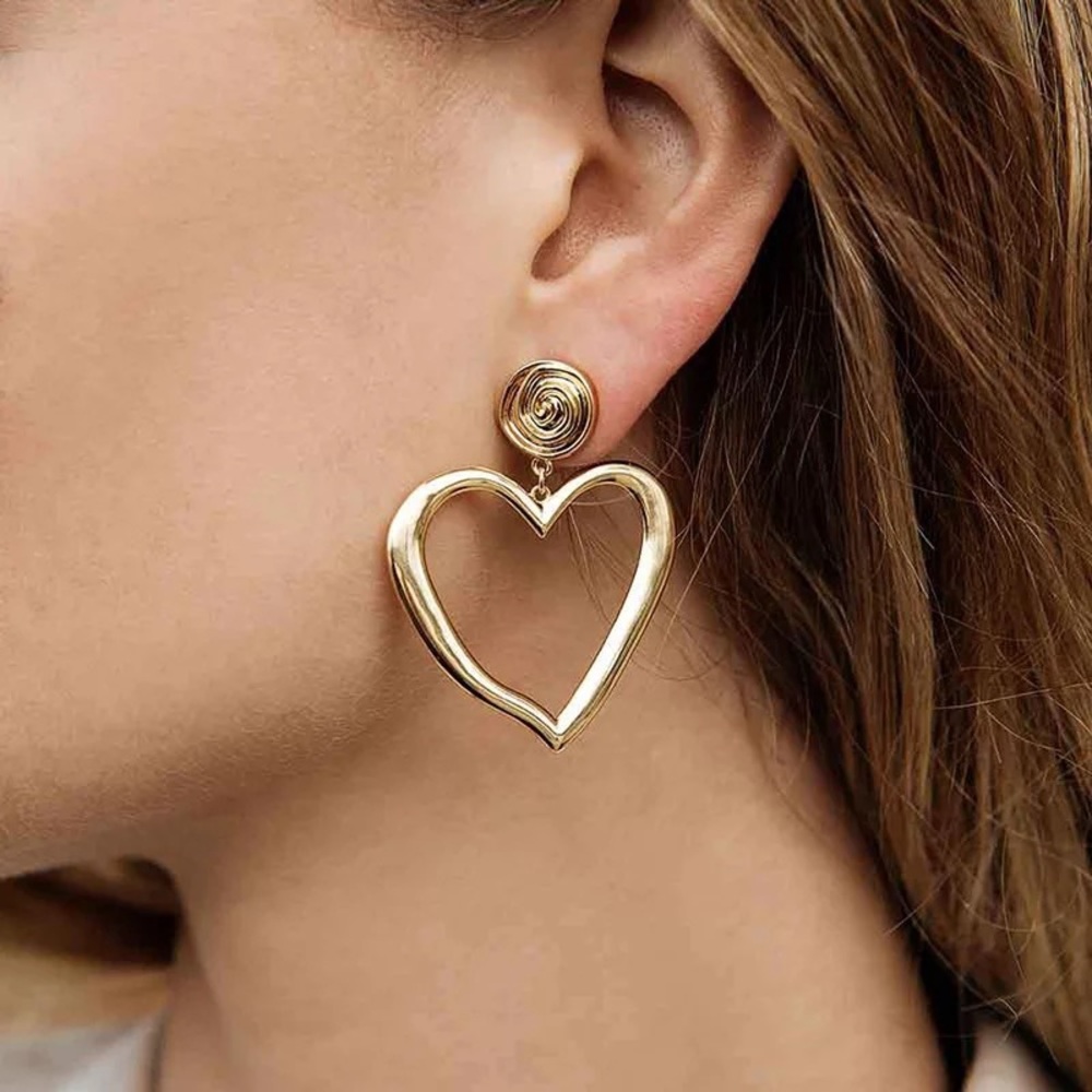 Hollow Heart Stud Drop Dangle Earrings